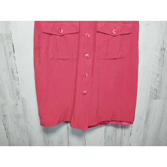 Chocolate Woman's Small Red Dress Silk  Linen Blend - Picture 2 of 6